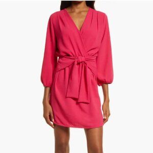 NEW Fraiche by J‎ Nordstrom tie front cherry color long sleeve mini dress
